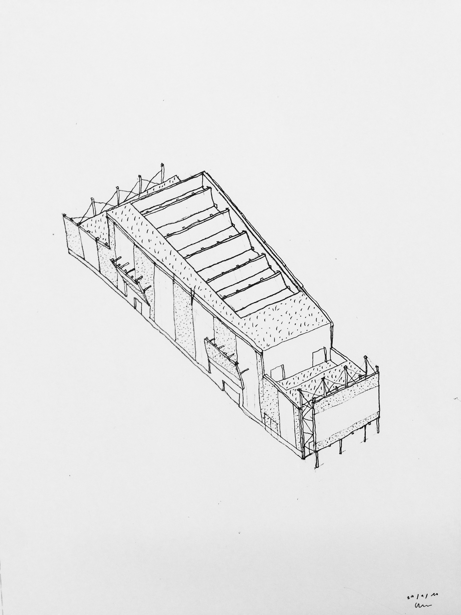 Zeichnung Geb&auml;udefigur